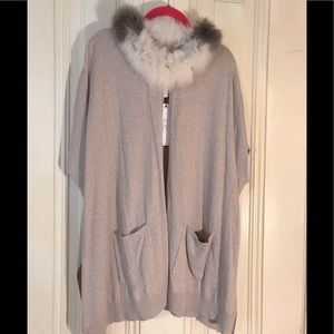 Love Token Fox Fur Collar Shrug Wrap Poncho
